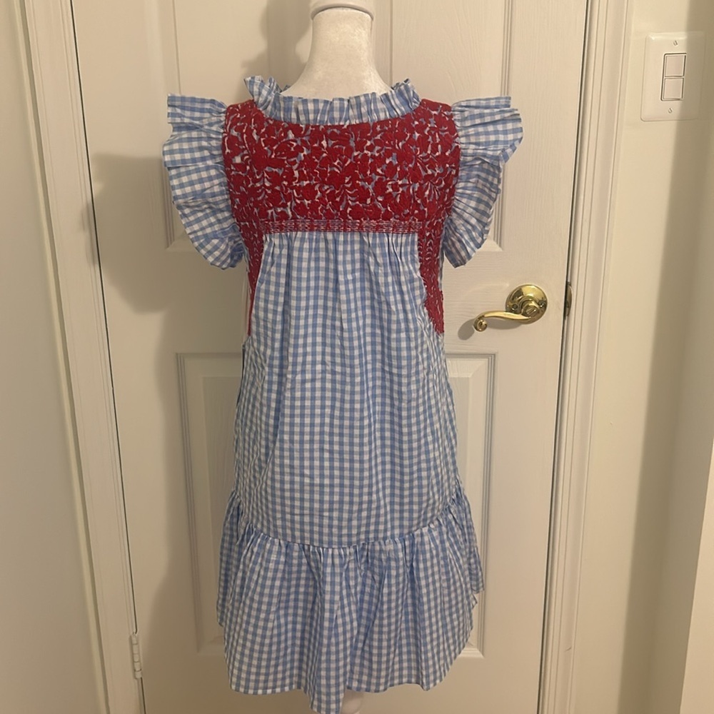 Tuckernuck J. Marie The Rebel Ruffle Blue and White Gingham Dress NWT Size XS - Picture 5 of 9